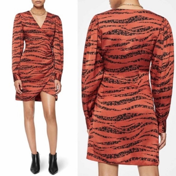 Anine Bing Penelope Dress Zebra Print Silk Wrap Dress ASO TV Animal Print Luxury - Picture 3 of 14